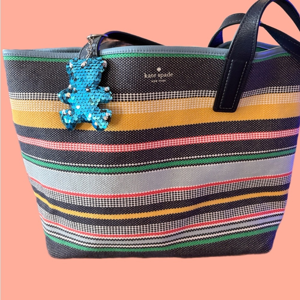 Kate Spade Colorful Striped Tote with Black Accents